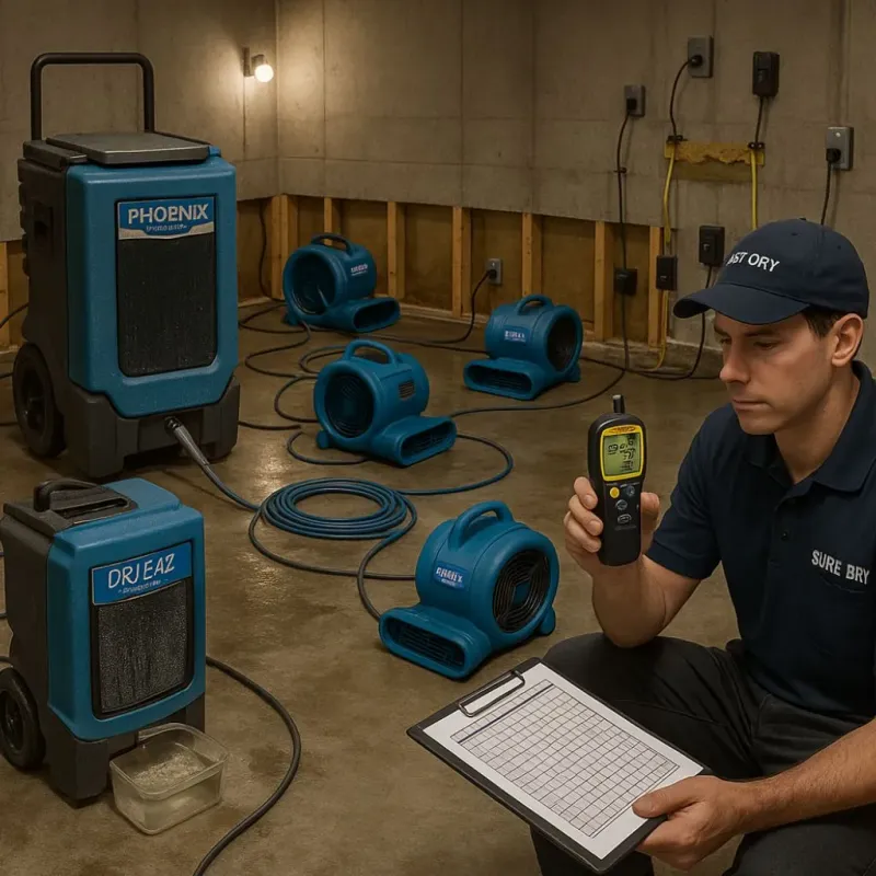 Structural Drying and Dehumidification process in Maple Lake, MN